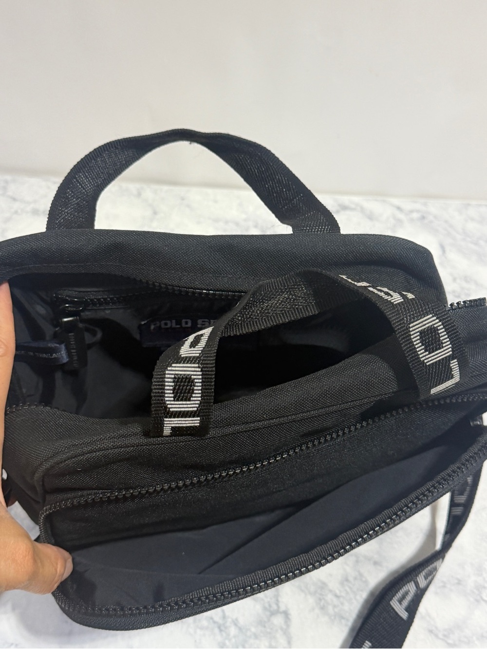 RL Polo Sport vintage Y2K black signature canvas crossbody travel toiletry bag - Picture 8 of 8